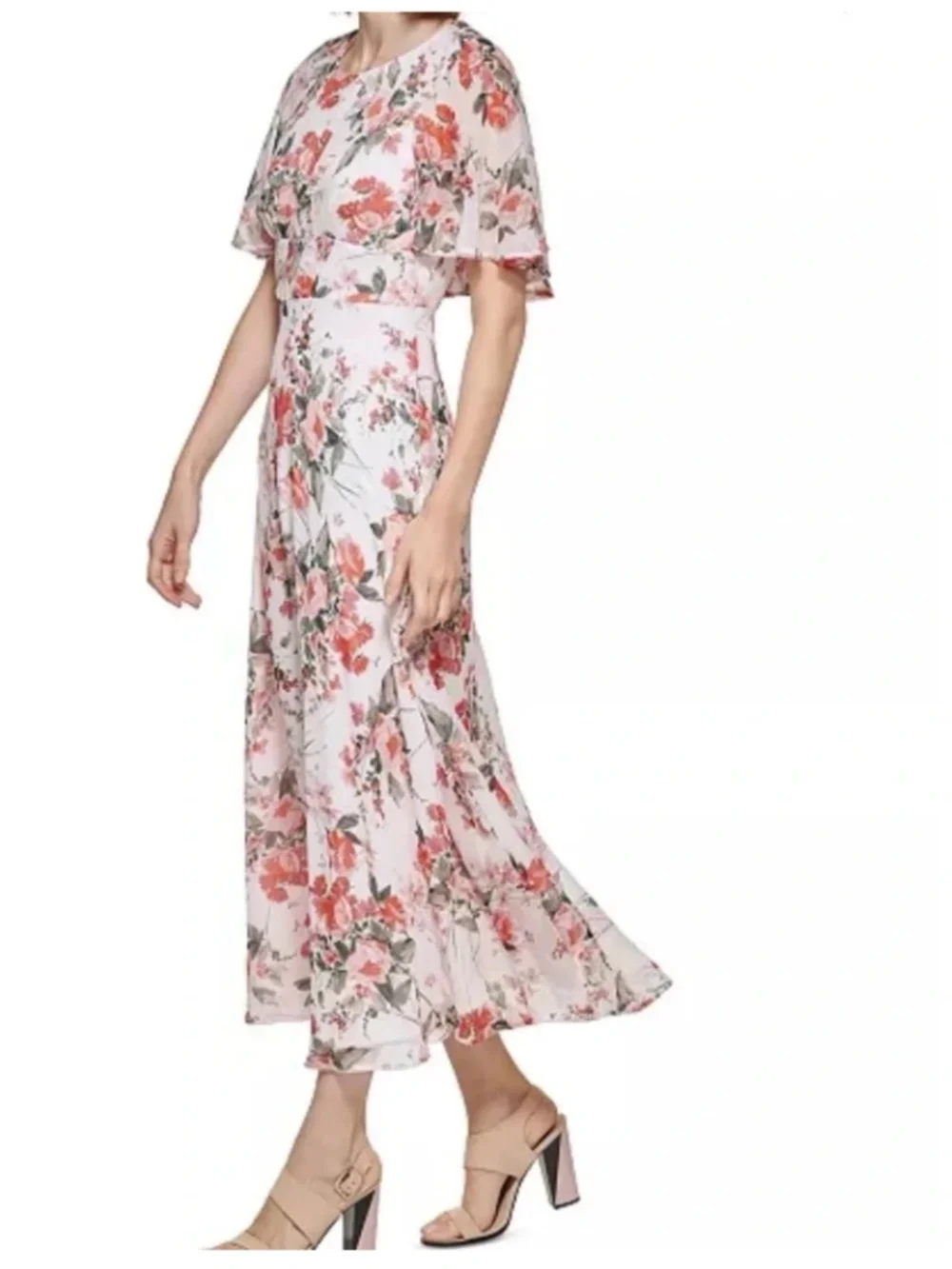 Calvin Klein Women's Floral-Print Cape-Back Maxi Dress size 6 - Picture 3 of 6